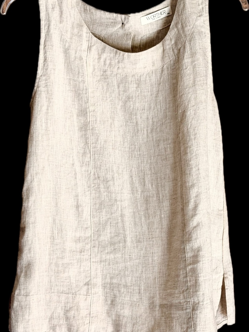Worthier Sleeveless Linen Tunic in Natural Cream